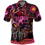 Breast Cancer Aboriginal Polo Shirt Australian Indigenous Never Give Up - Faith Hope Love