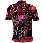 Breast Cancer Aboriginal Polo Shirt Australian Indigenous Never Give Up - Faith Hope Love