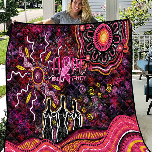 Breast Cancer Aboriginal Quilt Australian Indigenous Never Give Up - Faith Hope Love