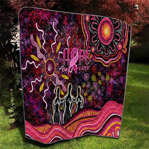 Breast Cancer Aboriginal Quilt Australian Indigenous Never Give Up - Faith Hope Love
