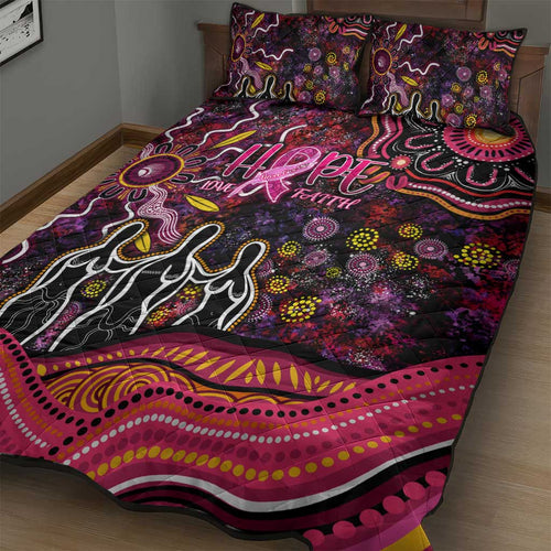 Breast Cancer Aboriginal Quilt Bed Set Australian Indigenous Never Give Up - Faith Hope Love