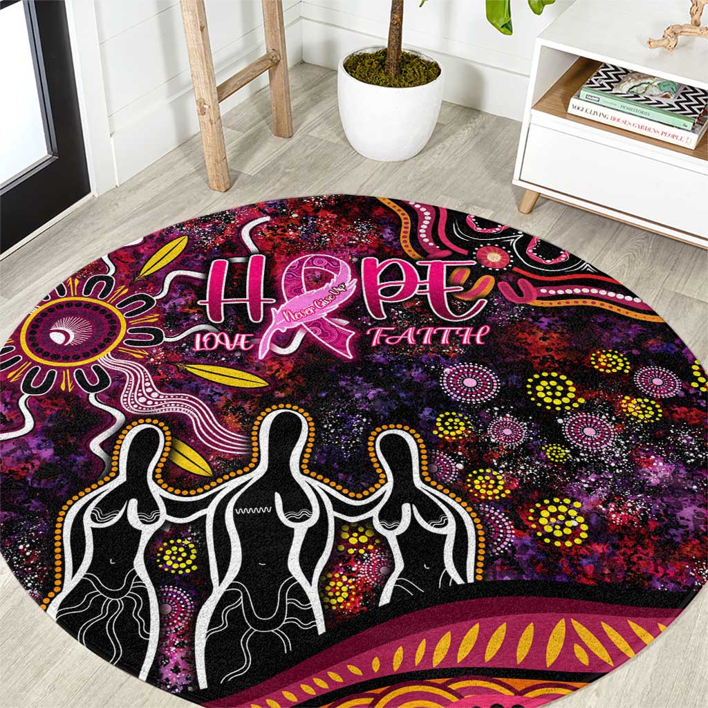 Breast Cancer Aboriginal Round Carpet Australian Indigenous Never Give Up - Faith Hope Love