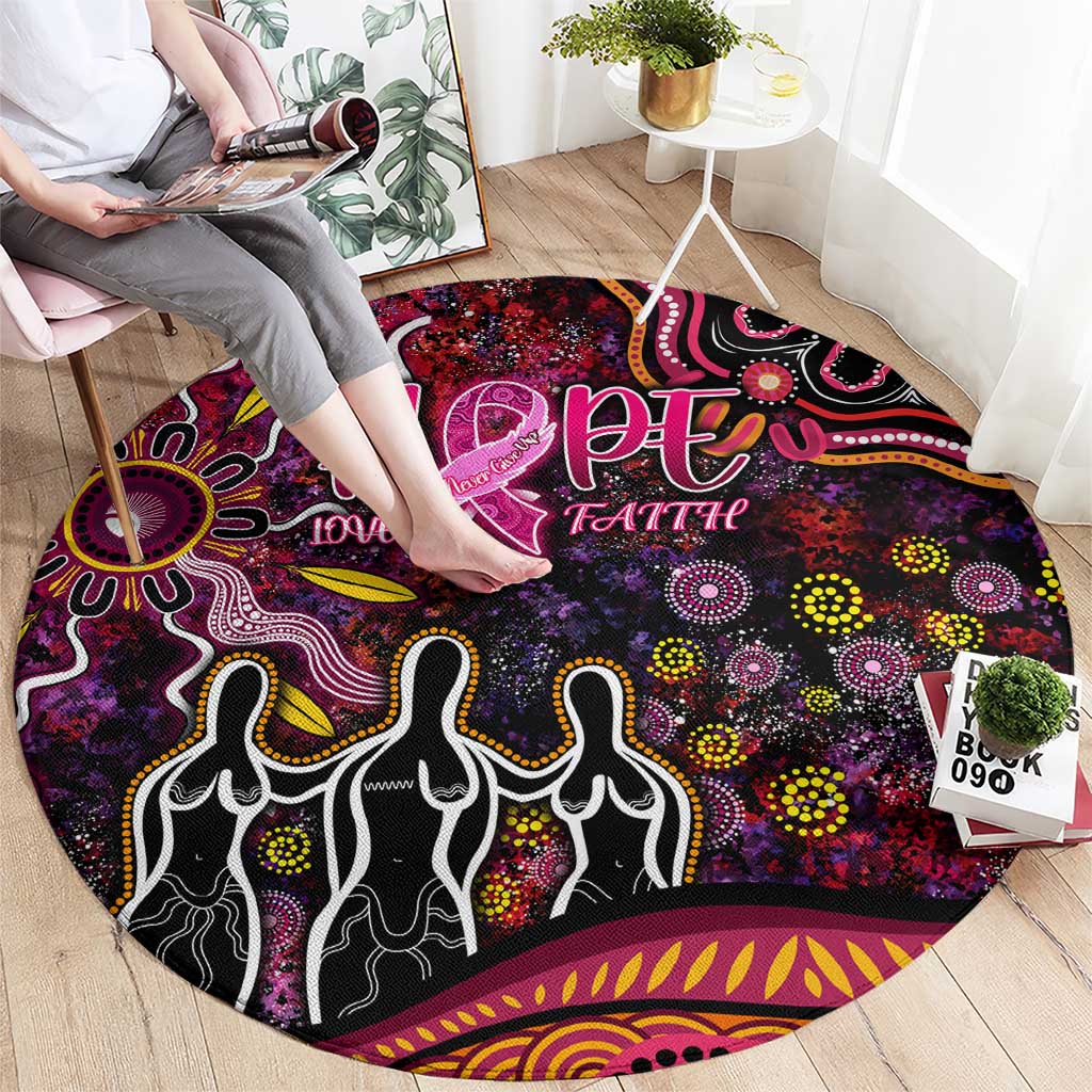Breast Cancer Aboriginal Round Carpet Australian Indigenous Never Give Up - Faith Hope Love