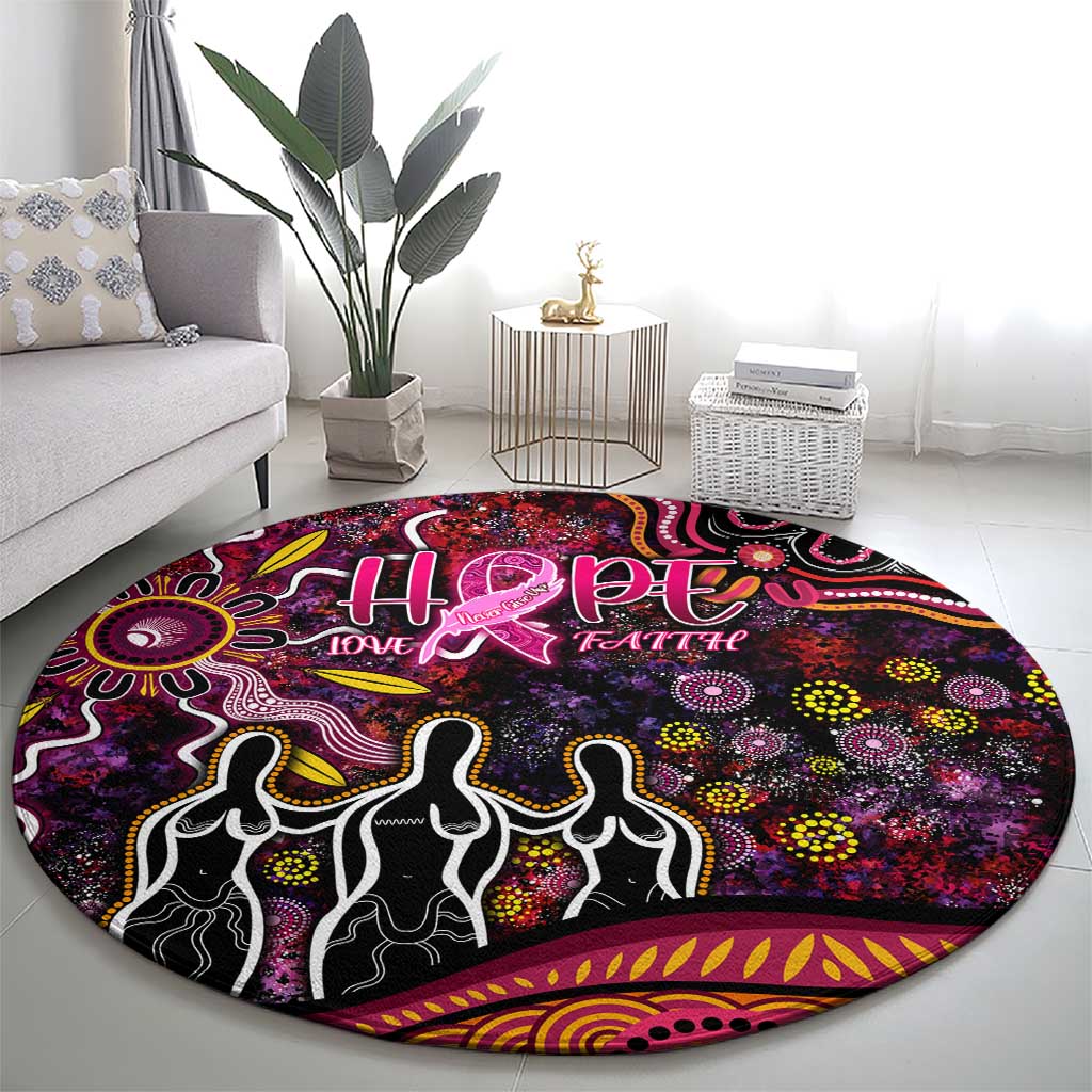 Breast Cancer Aboriginal Round Carpet Australian Indigenous Never Give Up - Faith Hope Love