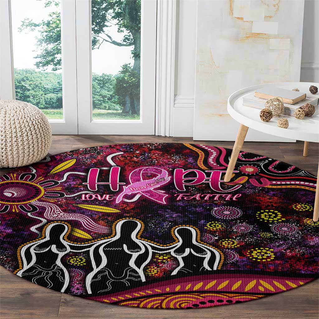 Breast Cancer Aboriginal Round Carpet Australian Indigenous Never Give Up - Faith Hope Love