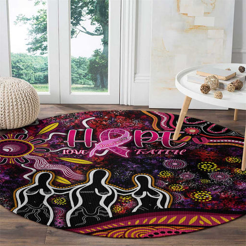 Breast Cancer Aboriginal Round Carpet Australian Indigenous Never Give Up - Faith Hope Love