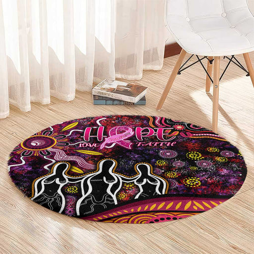 Breast Cancer Aboriginal Round Carpet Australian Indigenous Never Give Up - Faith Hope Love