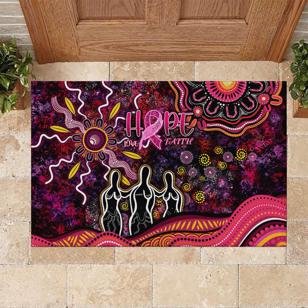 Breast Cancer Aboriginal Rubber Doormat Australian Indigenous Never Give Up - Faith Hope Love