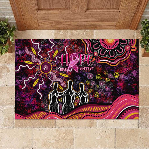 Breast Cancer Aboriginal Rubber Doormat Australian Indigenous Never Give Up - Faith Hope Love