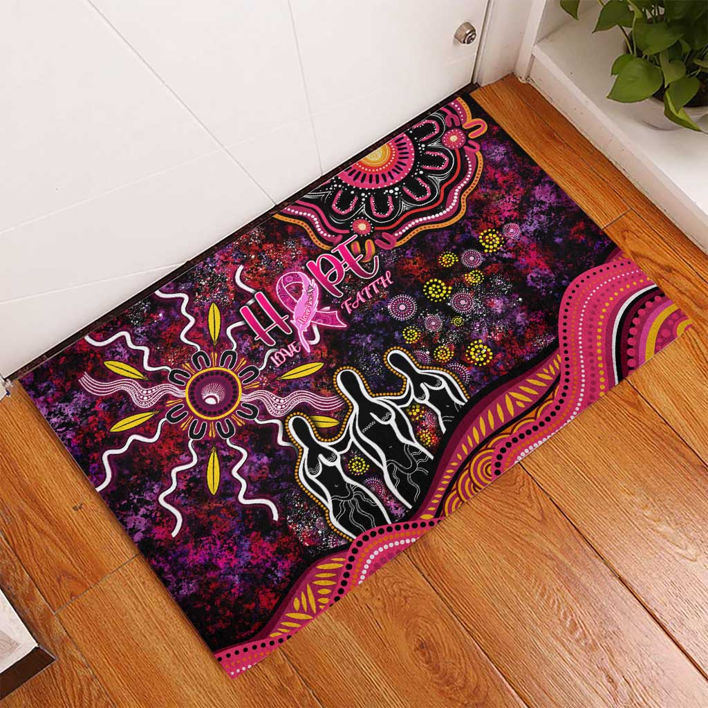 Breast Cancer Aboriginal Rubber Doormat Australian Indigenous Never Give Up - Faith Hope Love
