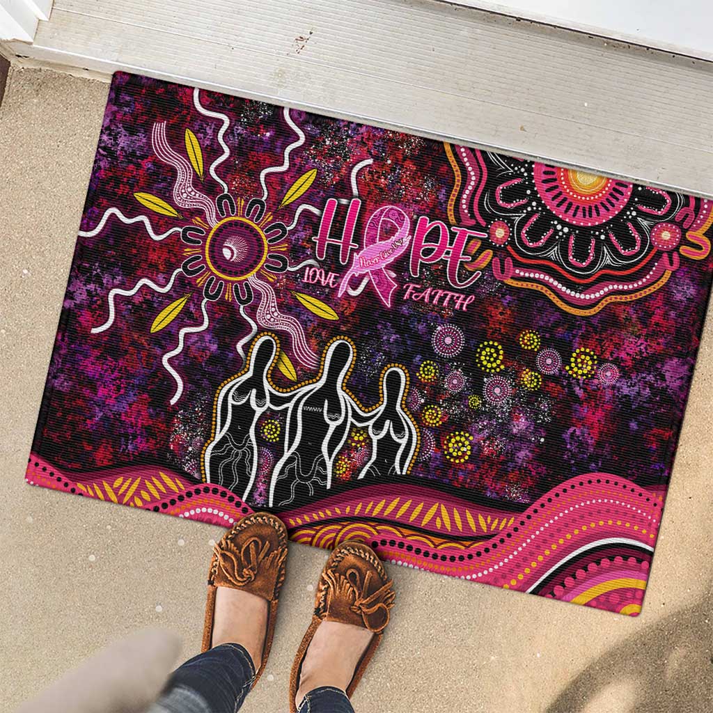 Breast Cancer Aboriginal Rubber Doormat Australian Indigenous Never Give Up - Faith Hope Love