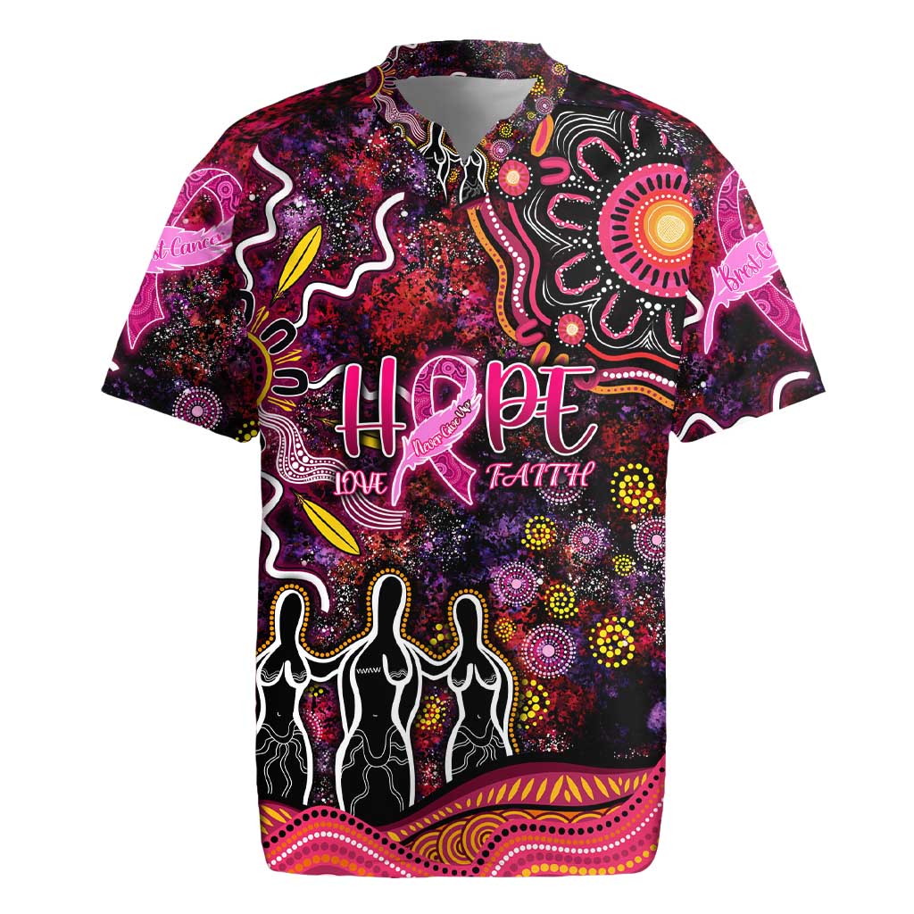 Breast Cancer Aboriginal Rugby Jersey Australian Indigenous Never Give Up - Faith Hope Love