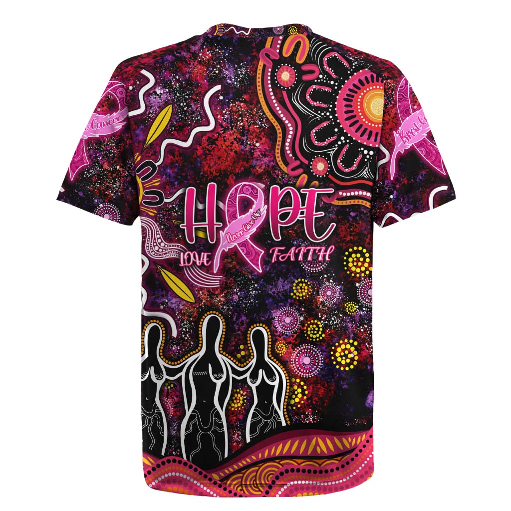 Breast Cancer Aboriginal Rugby Jersey Australian Indigenous Never Give Up - Faith Hope Love