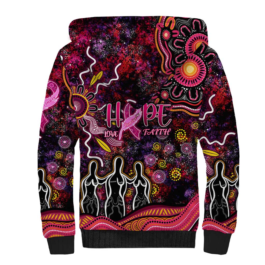 Breast Cancer Aboriginal Sherpa Hoodie Australian Indigenous Never Give Up - Faith Hope Love