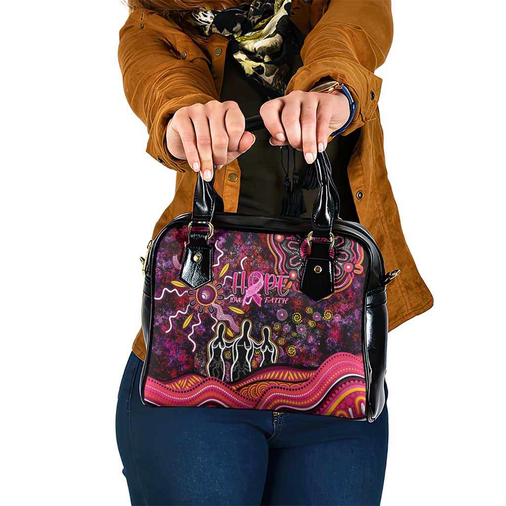 Breast Cancer Aboriginal Shoulder Handbag Australian Indigenous Never Give Up - Faith Hope Love