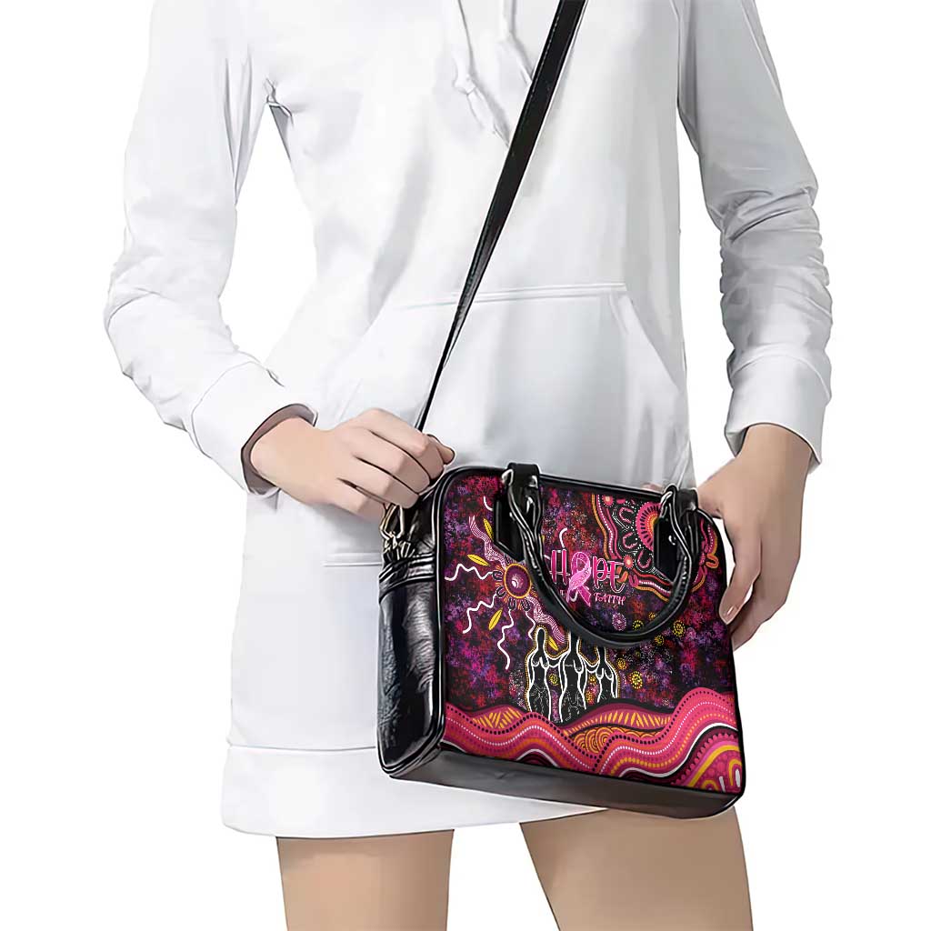 Breast Cancer Aboriginal Shoulder Handbag Australian Indigenous Never Give Up - Faith Hope Love