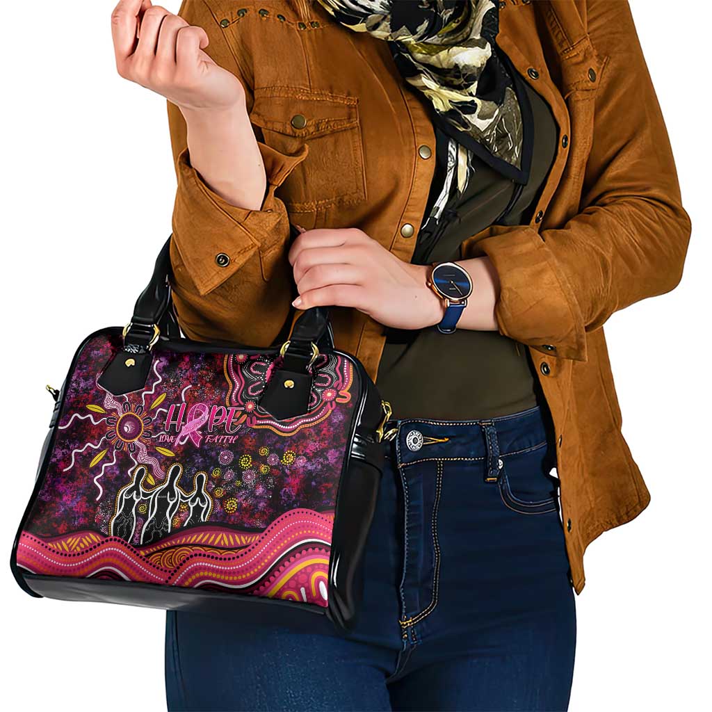 Breast Cancer Aboriginal Shoulder Handbag Australian Indigenous Never Give Up - Faith Hope Love