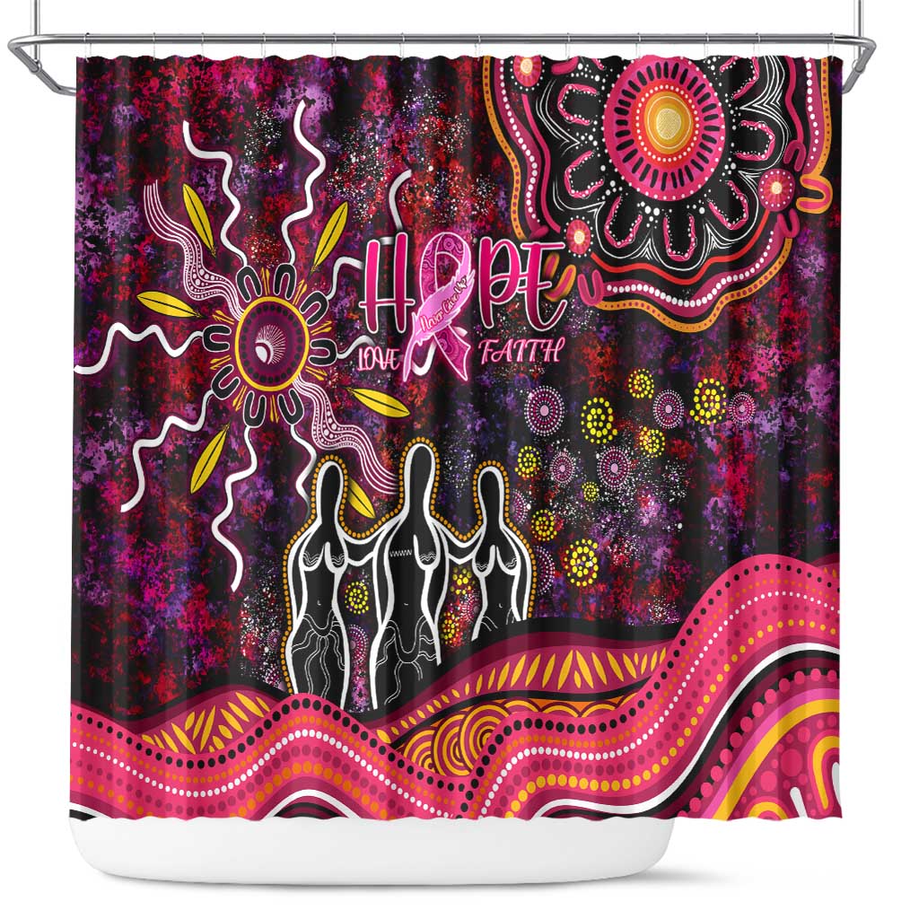 Breast Cancer Aboriginal Shower Curtain Australian Indigenous Never Give Up - Faith Hope Love