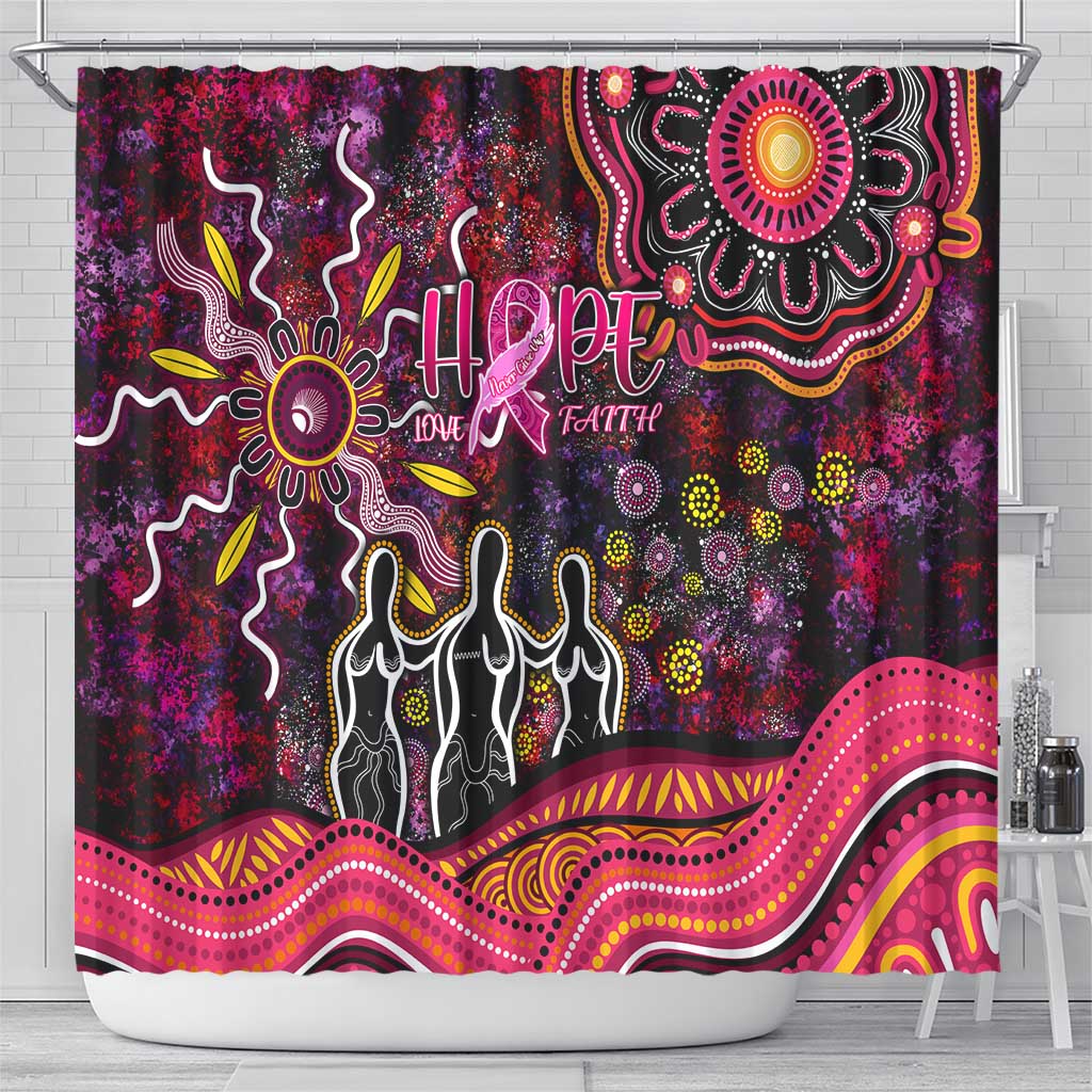 Breast Cancer Aboriginal Shower Curtain Australian Indigenous Never Give Up - Faith Hope Love