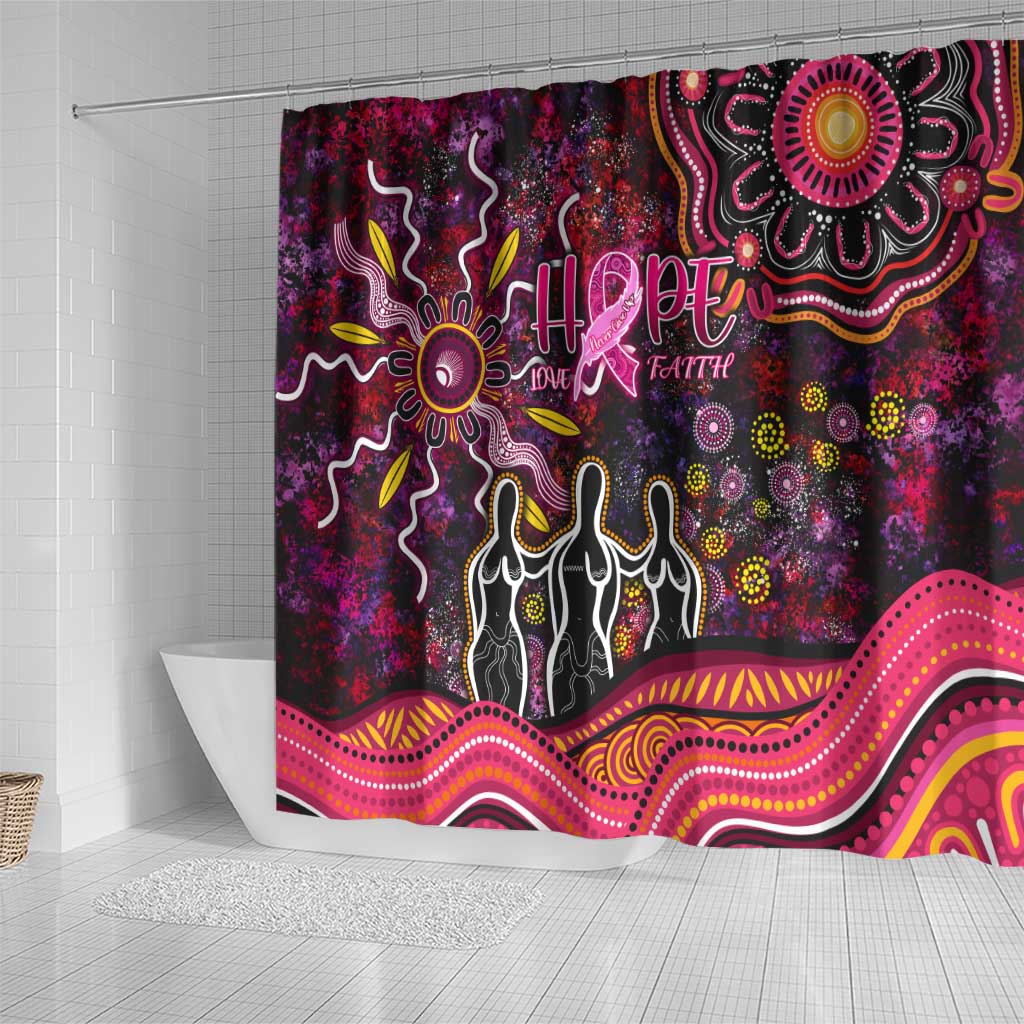 Breast Cancer Aboriginal Shower Curtain Australian Indigenous Never Give Up - Faith Hope Love