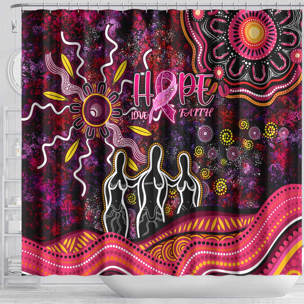 Breast Cancer Aboriginal Shower Curtain Australian Indigenous Never Give Up - Faith Hope Love