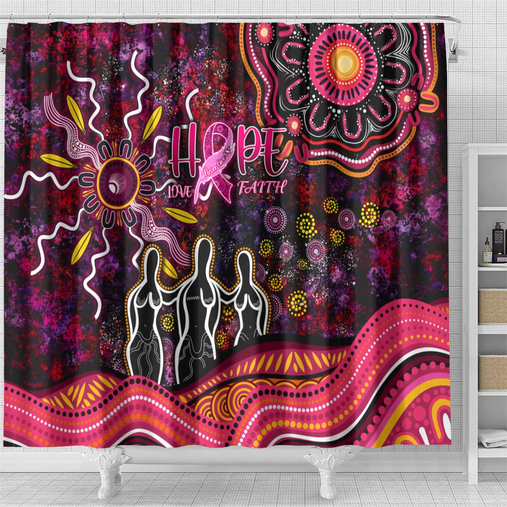 Breast Cancer Aboriginal Shower Curtain Australian Indigenous Never Give Up - Faith Hope Love