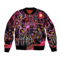 Breast Cancer Aboriginal Sleeve Zip Bomber Jacket Australian Indigenous Never Give Up - Faith Hope Love