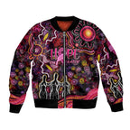 Breast Cancer Aboriginal Sleeve Zip Bomber Jacket Australian Indigenous Never Give Up - Faith Hope Love