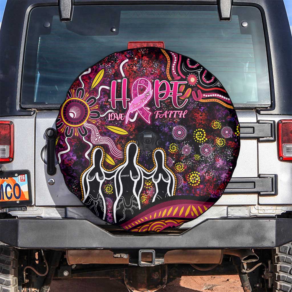 Breast Cancer Aboriginal Spare Tire Cover Australian Indigenous Never Give Up - Faith Hope Love