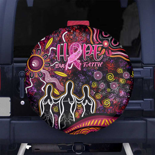 Breast Cancer Aboriginal Spare Tire Cover Australian Indigenous Never Give Up - Faith Hope Love