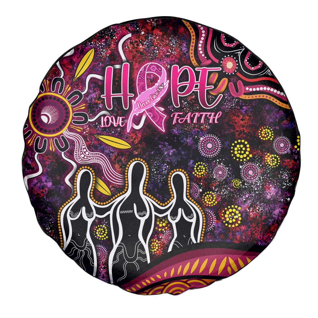 Breast Cancer Aboriginal Spare Tire Cover Australian Indigenous Never Give Up - Faith Hope Love