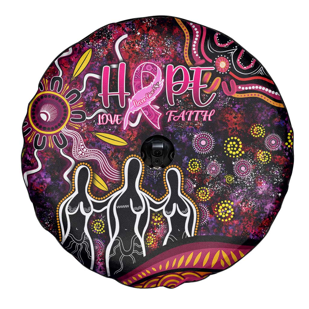 Breast Cancer Aboriginal Spare Tire Cover Australian Indigenous Never Give Up - Faith Hope Love