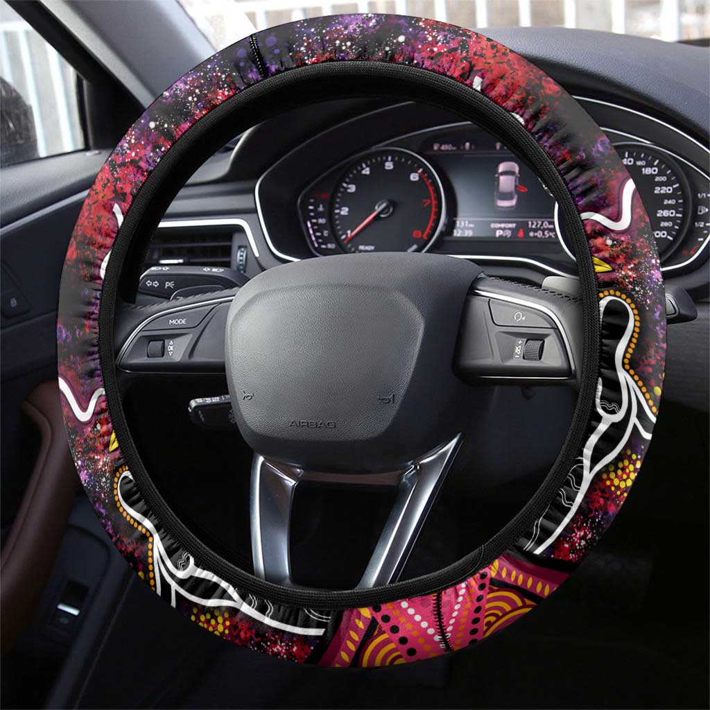 Breast Cancer Aboriginal Steering Wheel Cover Australian Indigenous Never Give Up - Faith Hope Love