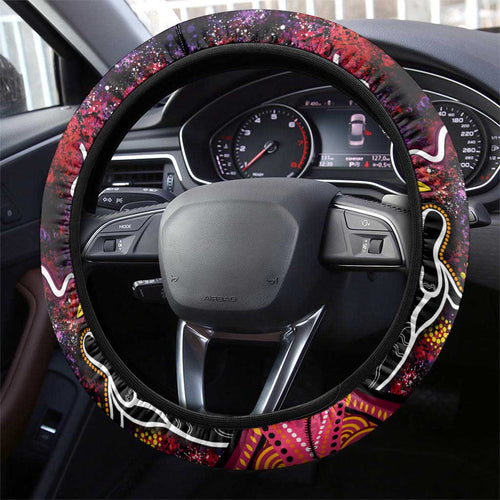 Breast Cancer Aboriginal Steering Wheel Cover Australian Indigenous Never Give Up - Faith Hope Love