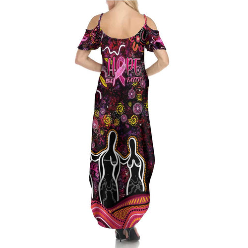 Breast Cancer Aboriginal Summer Maxi Dress Australian Indigenous Never Give Up - Faith Hope Love