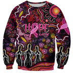 Breast Cancer Aboriginal Sweatshirt Australian Indigenous Never Give Up - Faith Hope Love