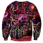 Breast Cancer Aboriginal Sweatshirt Australian Indigenous Never Give Up - Faith Hope Love