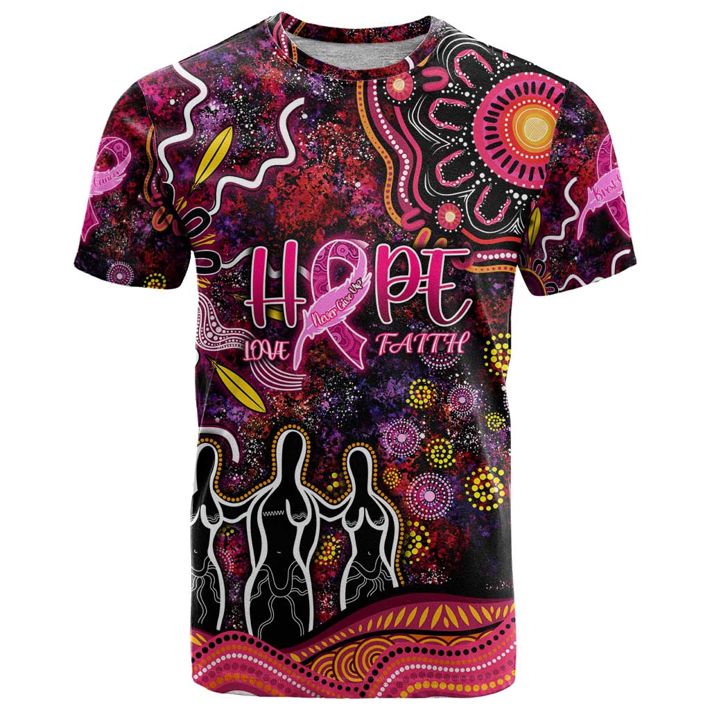 Breast Cancer Aboriginal T Shirt Australian Indigenous Never Give Up - Faith Hope Love