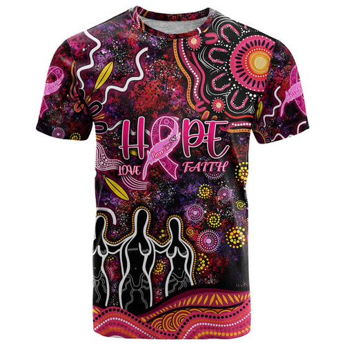 Breast Cancer Aboriginal T Shirt Australian Indigenous Never Give Up - Faith Hope Love