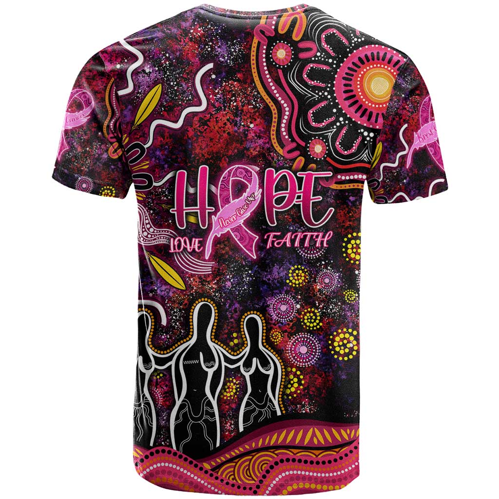 Breast Cancer Aboriginal T Shirt Australian Indigenous Never Give Up - Faith Hope Love