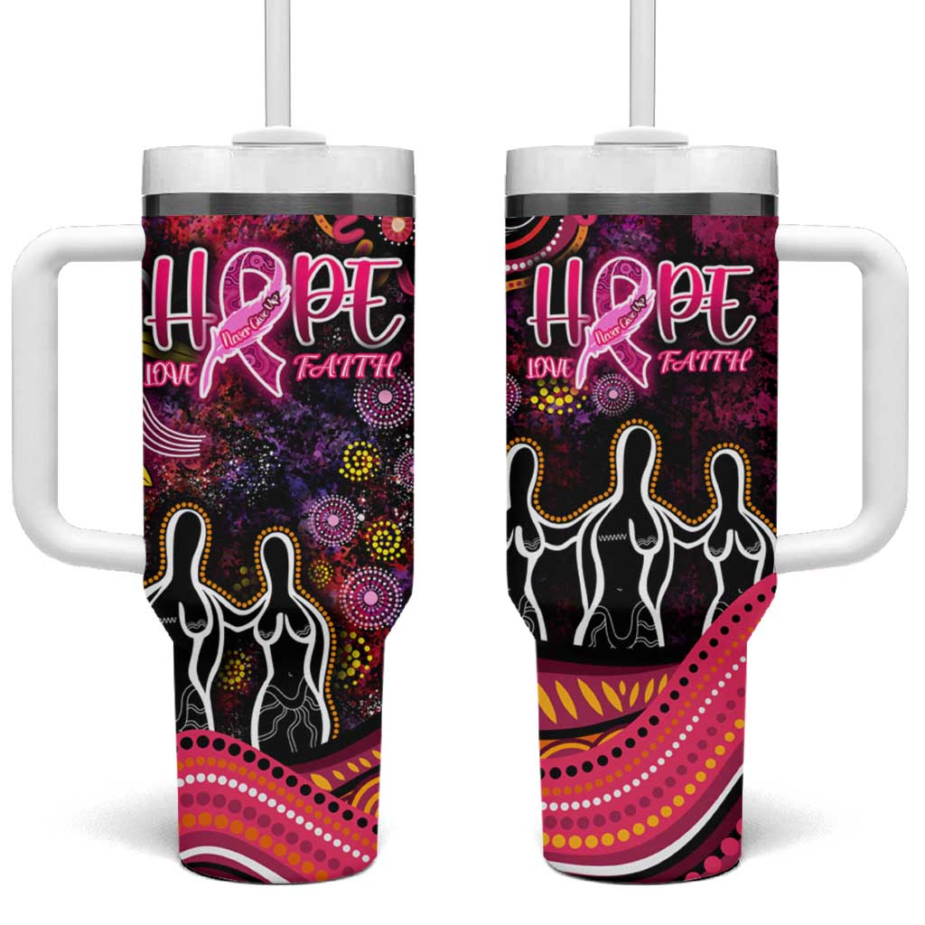 Breast Cancer Aboriginal Tumbler With Handle Australian Indigenous Never Give Up - Faith Hope Love