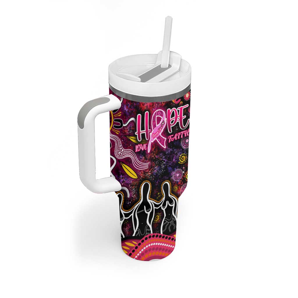 Breast Cancer Aboriginal Tumbler With Handle Australian Indigenous Never Give Up - Faith Hope Love