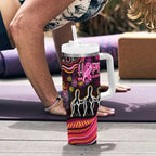 Breast Cancer Aboriginal Tumbler With Handle Australian Indigenous Never Give Up - Faith Hope Love
