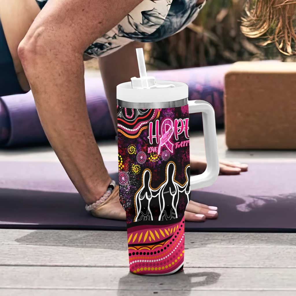 Breast Cancer Aboriginal Tumbler With Handle Australian Indigenous Never Give Up - Faith Hope Love