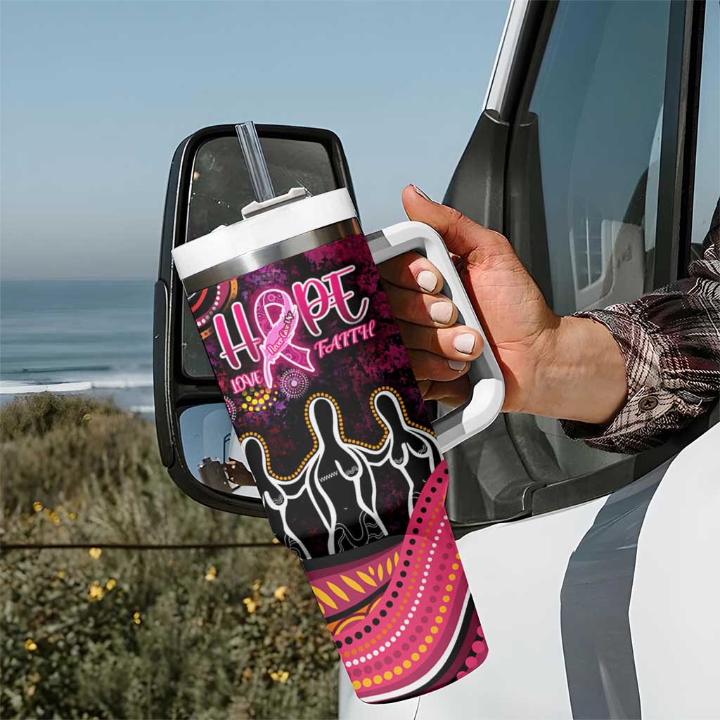 Breast Cancer Aboriginal Tumbler With Handle Australian Indigenous Never Give Up - Faith Hope Love