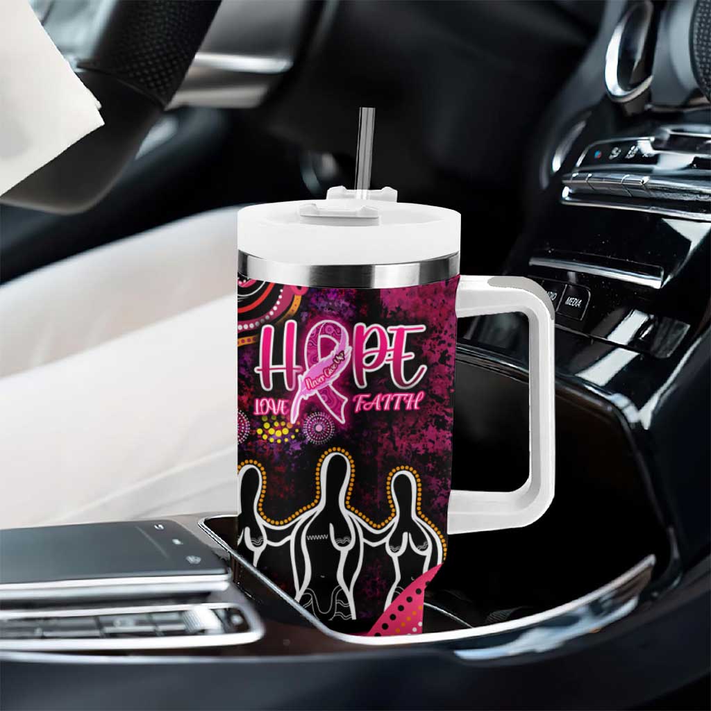 Breast Cancer Aboriginal Tumbler With Handle Australian Indigenous Never Give Up - Faith Hope Love