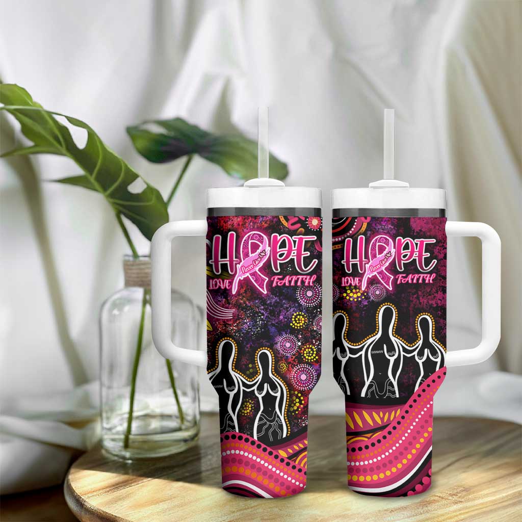 Breast Cancer Aboriginal Tumbler With Handle Australian Indigenous Never Give Up - Faith Hope Love