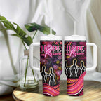 Breast Cancer Aboriginal Tumbler With Handle Australian Indigenous Never Give Up - Faith Hope Love
