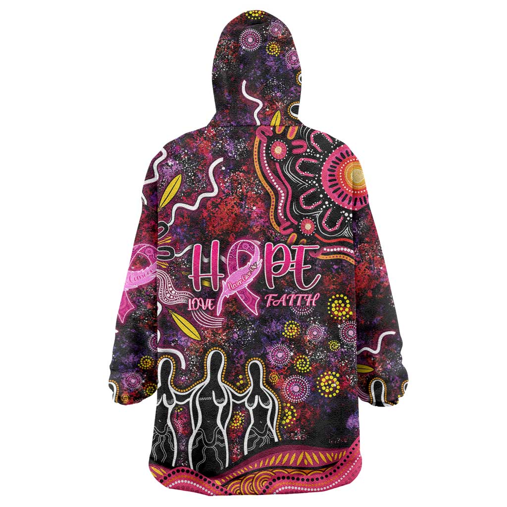 Breast Cancer Aboriginal Wearable Blanket Hoodie Australian Indigenous Never Give Up - Faith Hope Love