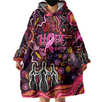 Breast Cancer Aboriginal Wearable Blanket Hoodie Australian Indigenous Never Give Up - Faith Hope Love